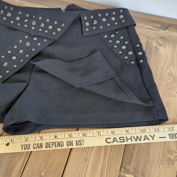 Guess Black Silver Studded Wrap Front Shorts Skort Punk Goth Festival - Picture 6 of 9
